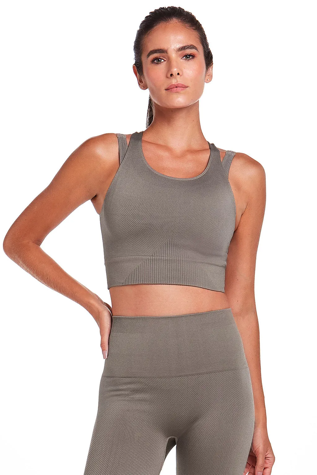 Brazilian Sports Top Twill Bra with Double Layer